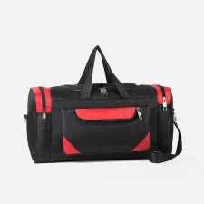 Road bag, 3 parts on lightning, external pocket, long belt, black/red color