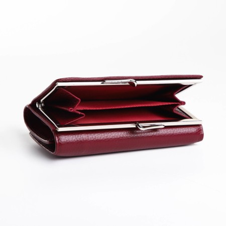 Women's wallet on the button, burgundy color-3
