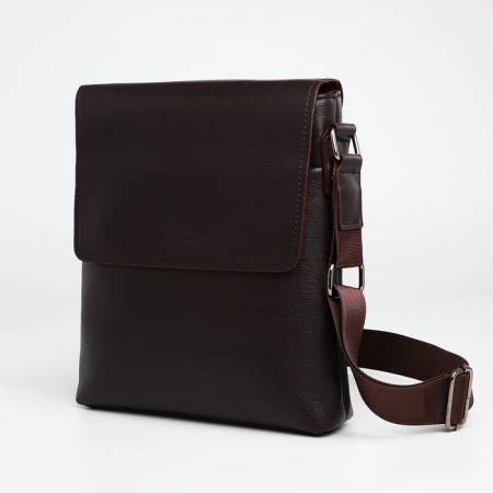Men's bag over the shoulder, Textura, external pocket, brown color-3