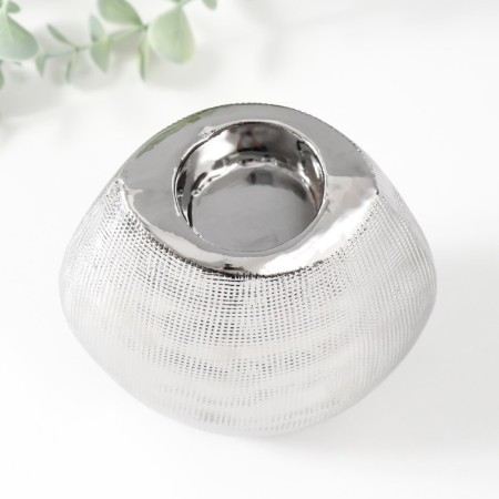 Ceramics candlestick per 1 candle "Gloria" d = 4 cm silver 12.5x8x12 cm-3