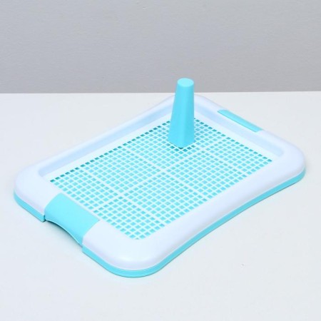 Dog toilet with a grid and a column, 45 x 35 x 4.5 cm, blue-9