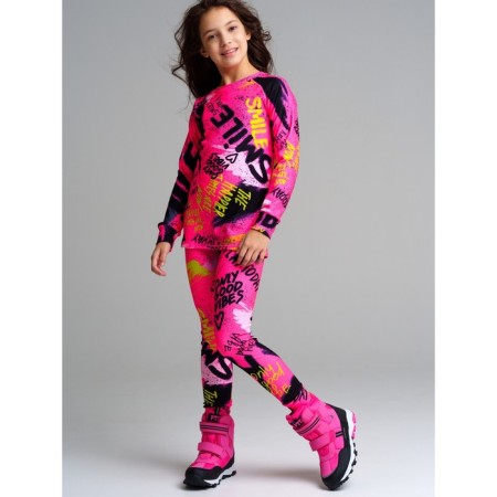 Thermal complex for girls: trousers, sweatshirt, height 146 cm