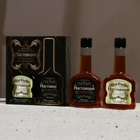 Gift set of cosmetics "Real Man", shower gel 250 ml and hair shampoo 250 ml, Hard Line