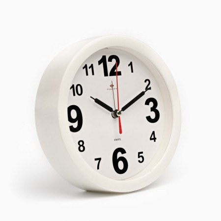 Clock - desktop an alarm clock, discrete move, dial 15 cm, 16.5 x 16.5 cm, aa