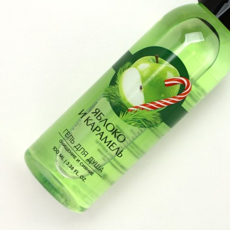 Shower gel, 100 ml, aroma of apple and caramel, pure happiness-3