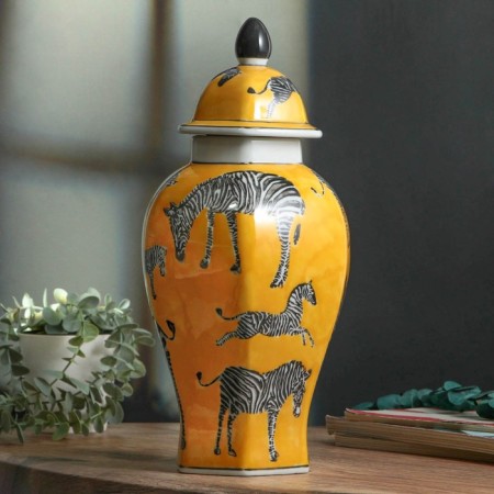 Vase for flowers with a zebra lid 15 x 15 x 35 cm-4