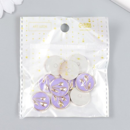 Decor for creativity plastic "Tulips-hearts in the circle" purple, gold 0.3x1.8x1.8 cm-3