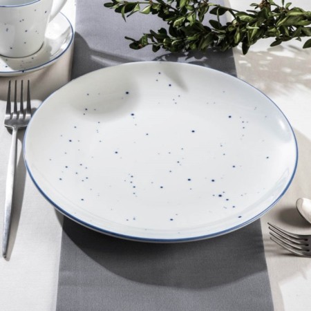 Porcelain plate flat dots nube, d = 26 cm, white color-1