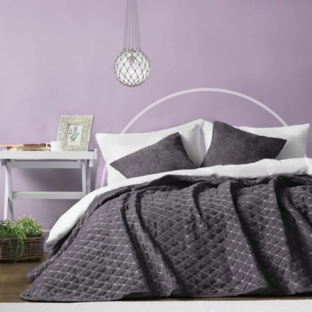 Bedspread with pillowcases "Tina", size 230x250 cm, dark gray color-1