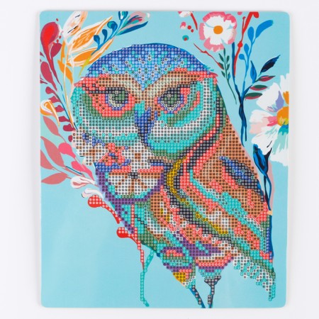 Diamond embroidery with a partial filling of “owl-beautiful” with a stand-3