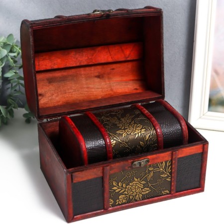 Casket chest wood set 3 pcs pattern "Flowers" mix 22x15x15 cm-6