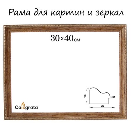 Frame for paintings (mirrors) 30 x 40 x 2.6 cm, plastic, calligrata 6429, wood with gold