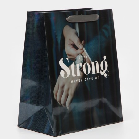 Gift package laminated, packaging, “never give up”, rainbow holography, ml 23 x 27 x 11.5 cm-1