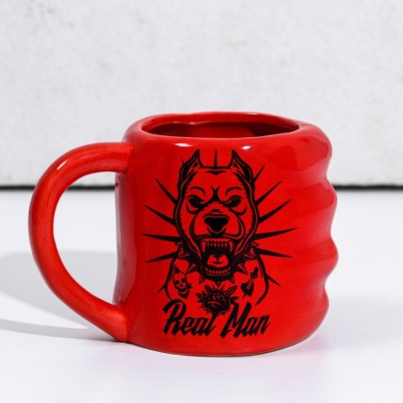 Ceramic mug Real Man, 500 ml, red color-1