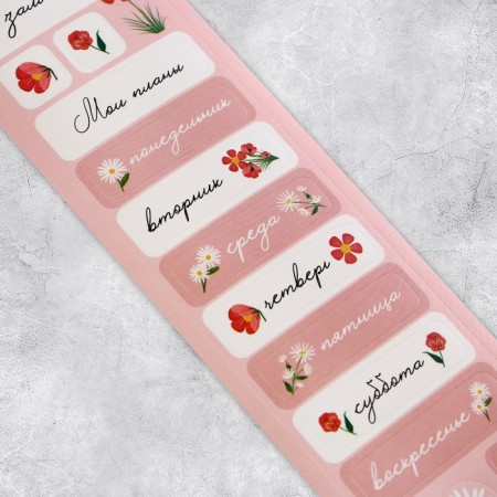 Paper stickers for the diary "Flowers", 4 × 23 cm-1