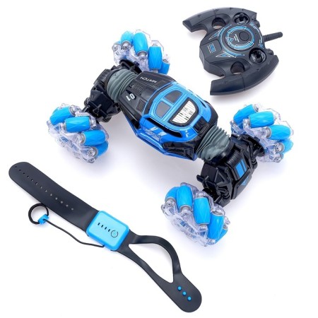 Hyper Skidding car with gesture control, light, scale 1:16, blue color.-4