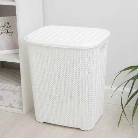 Besnaya basket with a lid "Vyaz", 60 l, 44 × 36 × 52 cm, white color