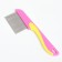 A comb for wool 15.6 x 5.3 cm, long teeth 3.4 cm, pink-yellow
