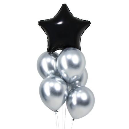 Bouquet of balloon balloon "Star" silver, set of 7 pcs.-1