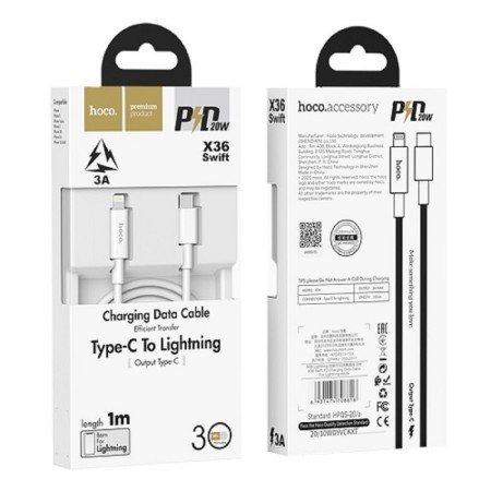 Hoco X36, Type -C cable - Lightning, 3 A, 1 m, PD, White-3
