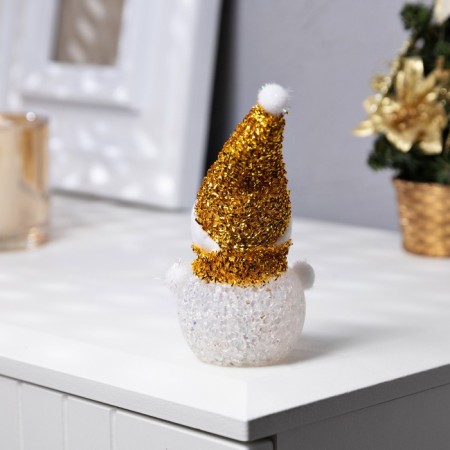 Christmas tree toy "Golden Snowman" 8 cm, batteries, glow of multi (RGB)-5