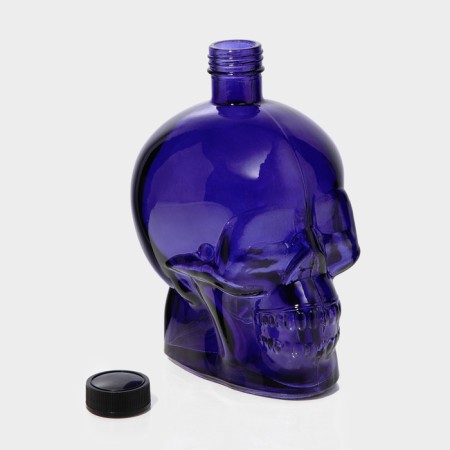 Glass bottle "Skull", 0.77 l, color purple color-5