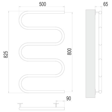 Terminus heated towel rail SH-shaped, 500x800 mm, chrome-2