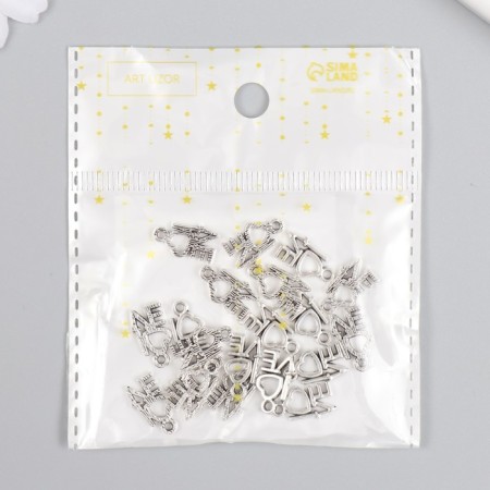 Decor for creativity Metal "Love with heart" silver 1.4x0.8 cm-3