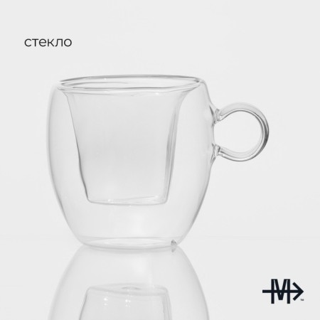 Glass mug with double walls Magistro "Heart", 120 ml, 12 × 9.5 × 9.5 cm-2