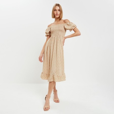 Women's dress minku: enjoy is beige color, size 48-4