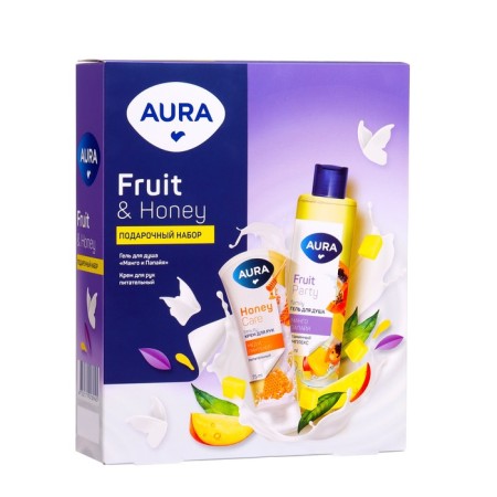 Aura Gift set "Mango and Papaya": shower gel, 250 ml + hand cream, 75 ml-3