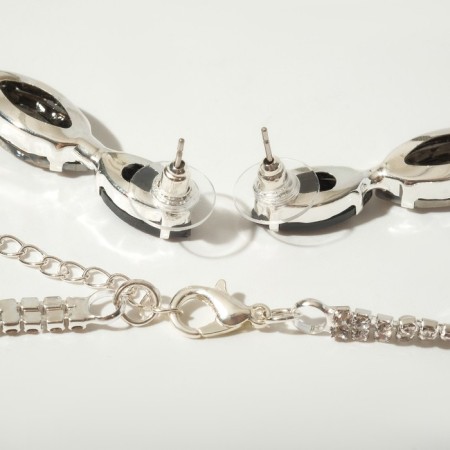 Set 2 objects: earrings, necklace “flowering” royal, white-gray color in silver-1