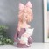 Polystone souvenir "Baby with a scythe, a bow in peas, with a cat" 36x12x15.5 cm