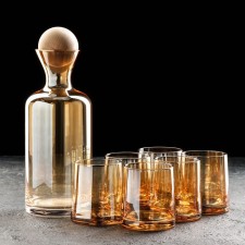 Set for drinks from Eco glass, 7 items: Capherine 1 L, 10 × 24.5, 6 glasses 250 ml, Golden color