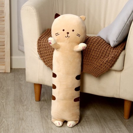 Soft toy-podushka "Cat-striped", 65 cm, beige color