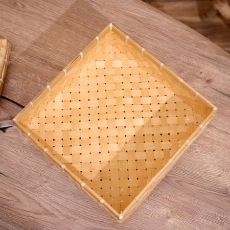 Basket with a covered lid, from bamboo 25x25x15 cm-2
