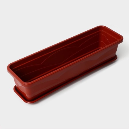 Balcony box for flowers, 60 cm, terracotta color-2