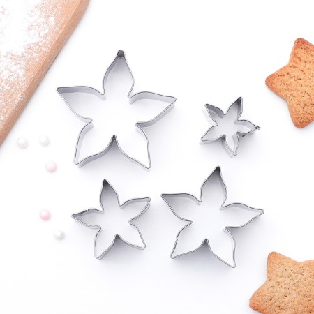 A set of forms for cutting the cookies of the “rose petals”, 4 pcs, chrome -colored color
