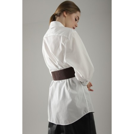 Women's belt, elastic band, XS-L, width 7.5 cm, brown color-3