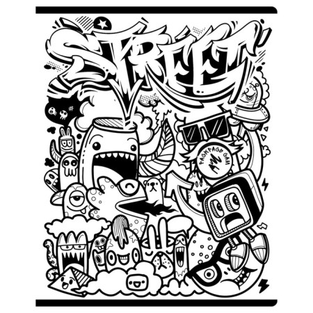 Notebook of 48 sheets in the cell "Color yourself" Art Black, cover coated cardboard, offset unit, mix-3