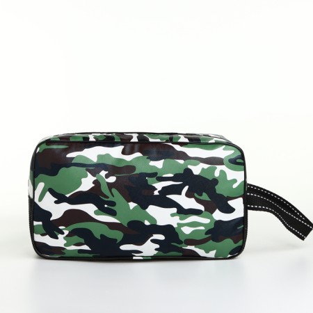 Cosmetic bag with zipper, green color/camouflage-1