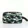 Cosmetic bag with zipper, green color/camouflage
