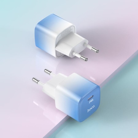 Network charger Hoco C101A, 1 Type-C, 20 W, PD + Qc, Blue-6