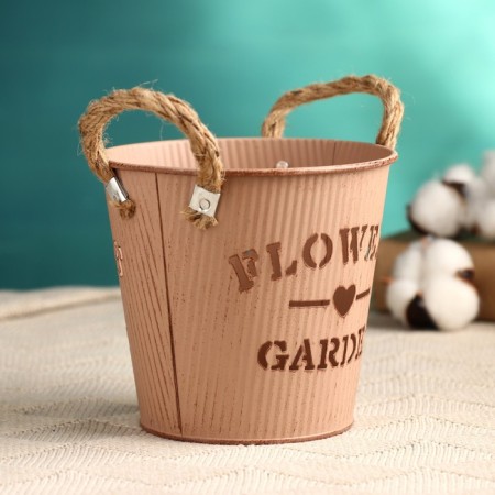 Kashpo "Bucket Flower Garden" brown, 13x13x12cm-2