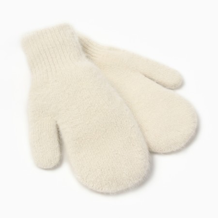 Women's mittens MIST with rabbit wool, rr 22 cm, col. lactic-5