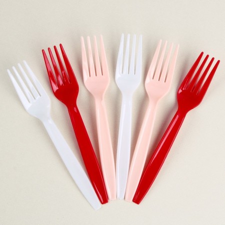 Plastic forks, 6 pcs., Mix colors-2