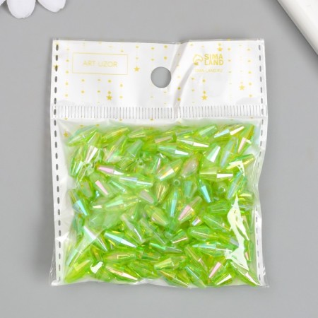 Beads for creativity Plastic "Rhombus Crystal Holography Greens" set 20 grams 0.6x0.6x1.2 cm-3