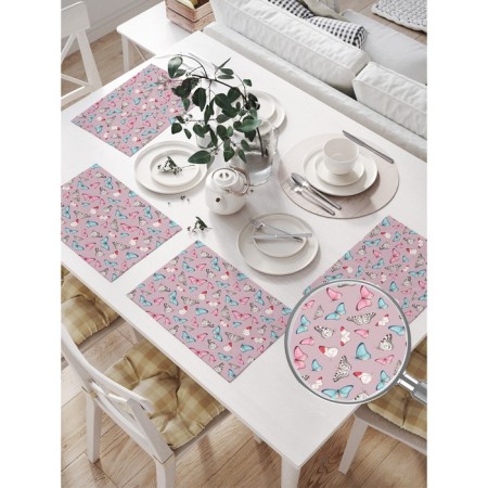 A set of napkins for setting the table “Abundance of butterflies”, rectangular, size 32x46 cm, 4 pcs-1