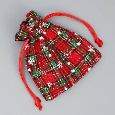 Bag gift canvas "New Year stories", snowflakes, 10 x 12 cm +/- 1.5 cm, New Year-3