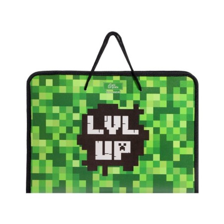 A4 labor folder with handles, 325 x 230 x 25 mm, zipper around, folding bar, plastic, PTR-6 calligrata "Pixels"-4